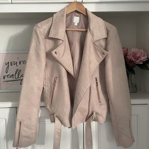 Lauren Conrad Runway Blush Pink Suede Moto Jacket